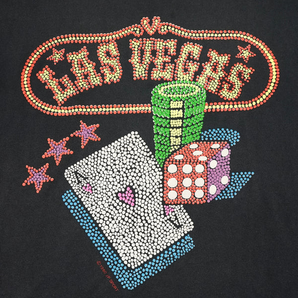 Las Vegas Puff Print Ace, Chips, and Cards 80's T-Shirt