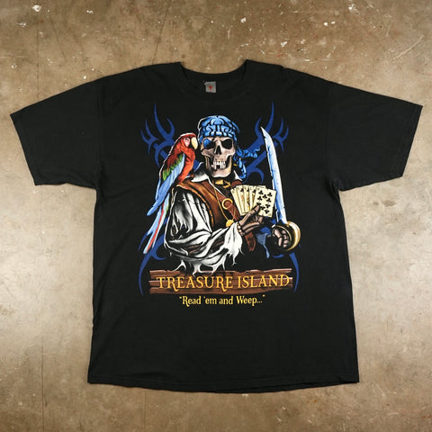 Treasure Island 'Read em and Weep' Pirate with Cards 00's T-Shirt