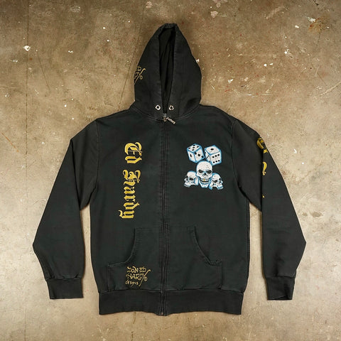 Ed Hardy Rhinestone Skull and Dice 90's Zip Up Jacket