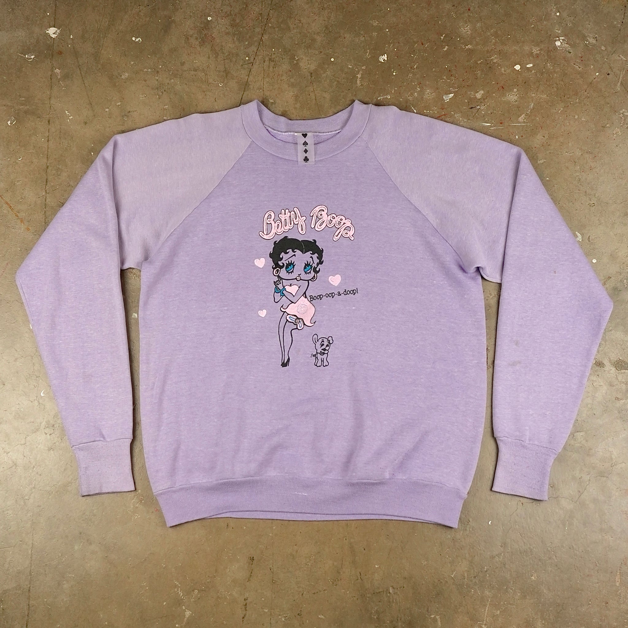 Betty Boop Pink Hearts and Dog 90's Crewneck Sweatshirt