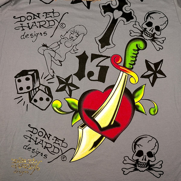 Ed Hardy Yellow Skull and Snake 90's Long Sleeve T-Shirt
